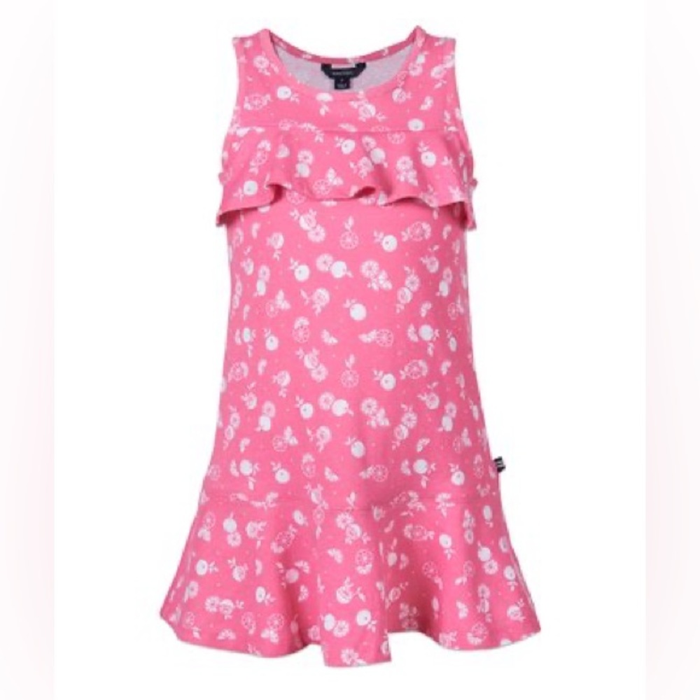 Girls Nautica Pink Lemonade Ruffle Accent Cutout Dress